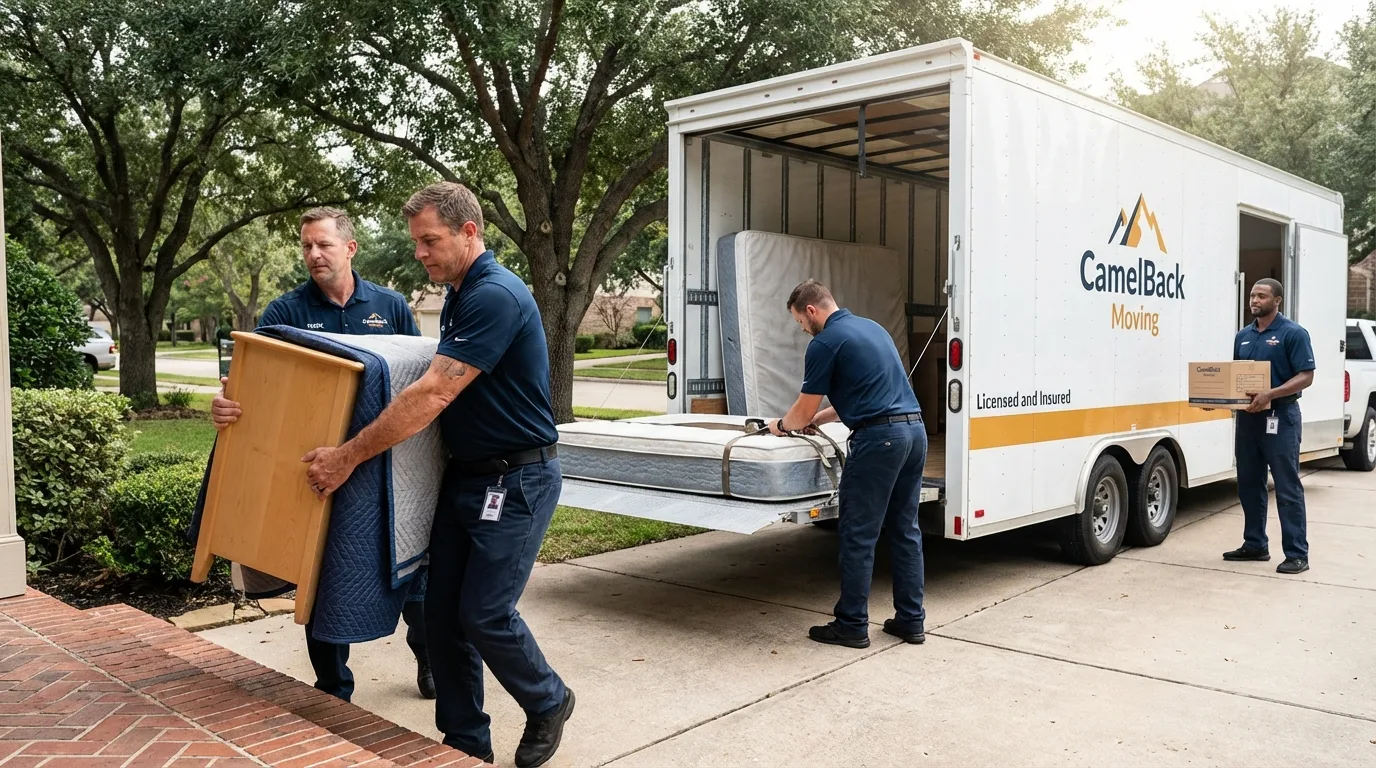Crew loading residential truck for cross-state move from Slatington, PA