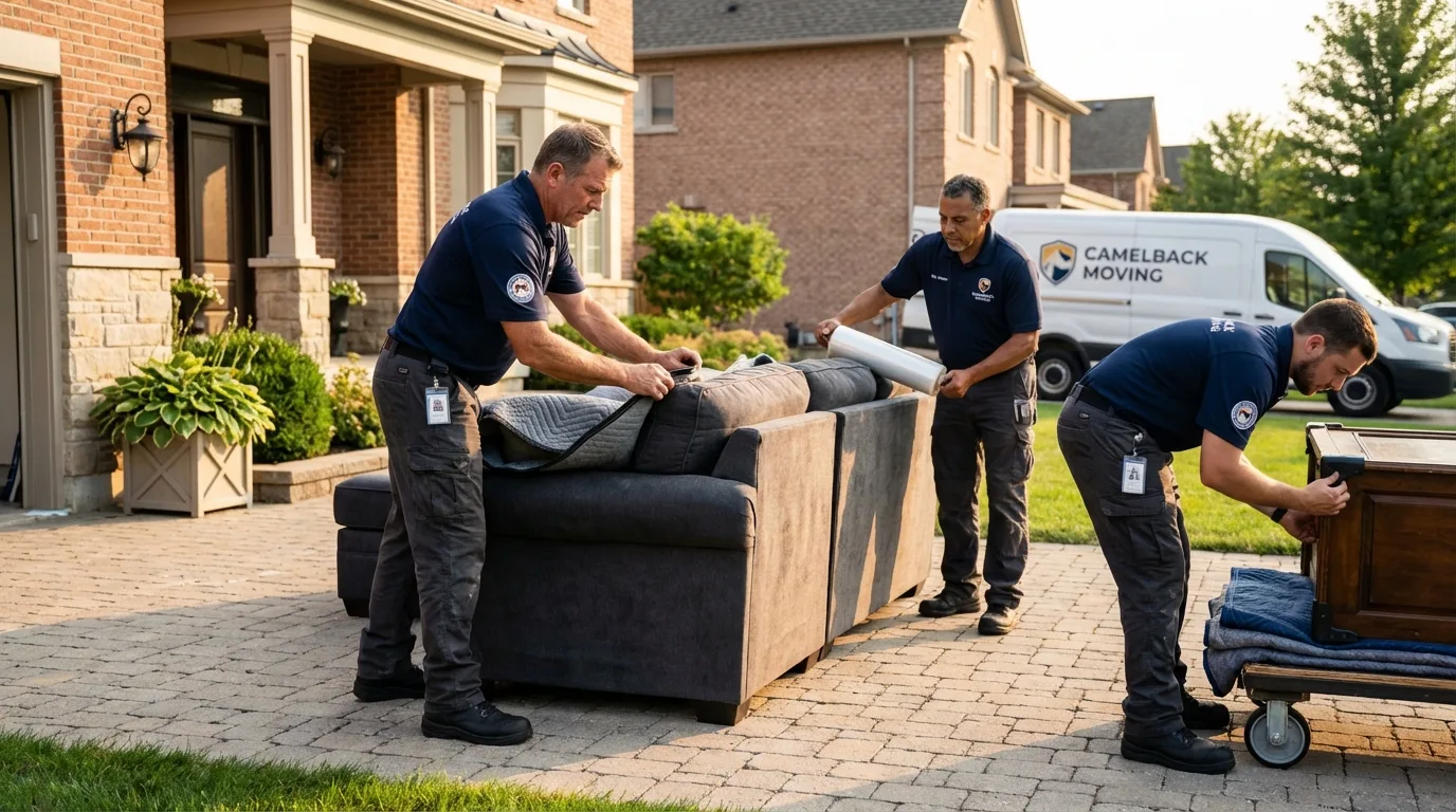 Large estate moving crew wrapping furniture in Slatington, PA